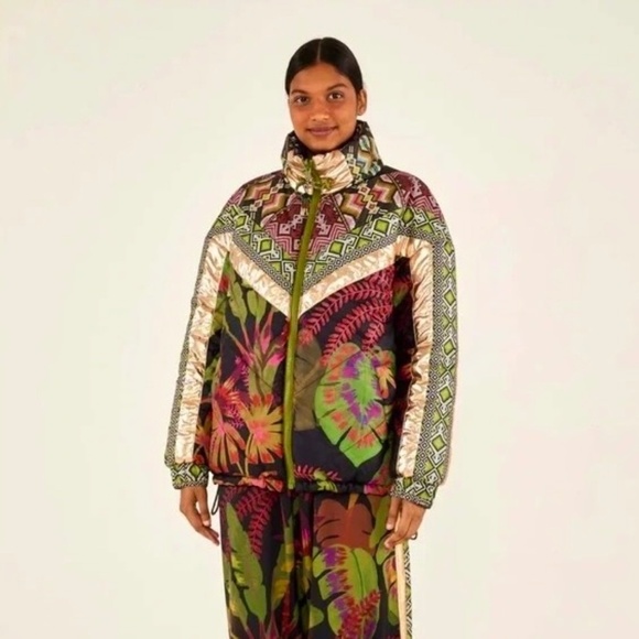 NWT!! FARM RIO Rauti Metallic Reversible Puffer Jacket Après Ski Winter Outdoors - Picture 6 of 16